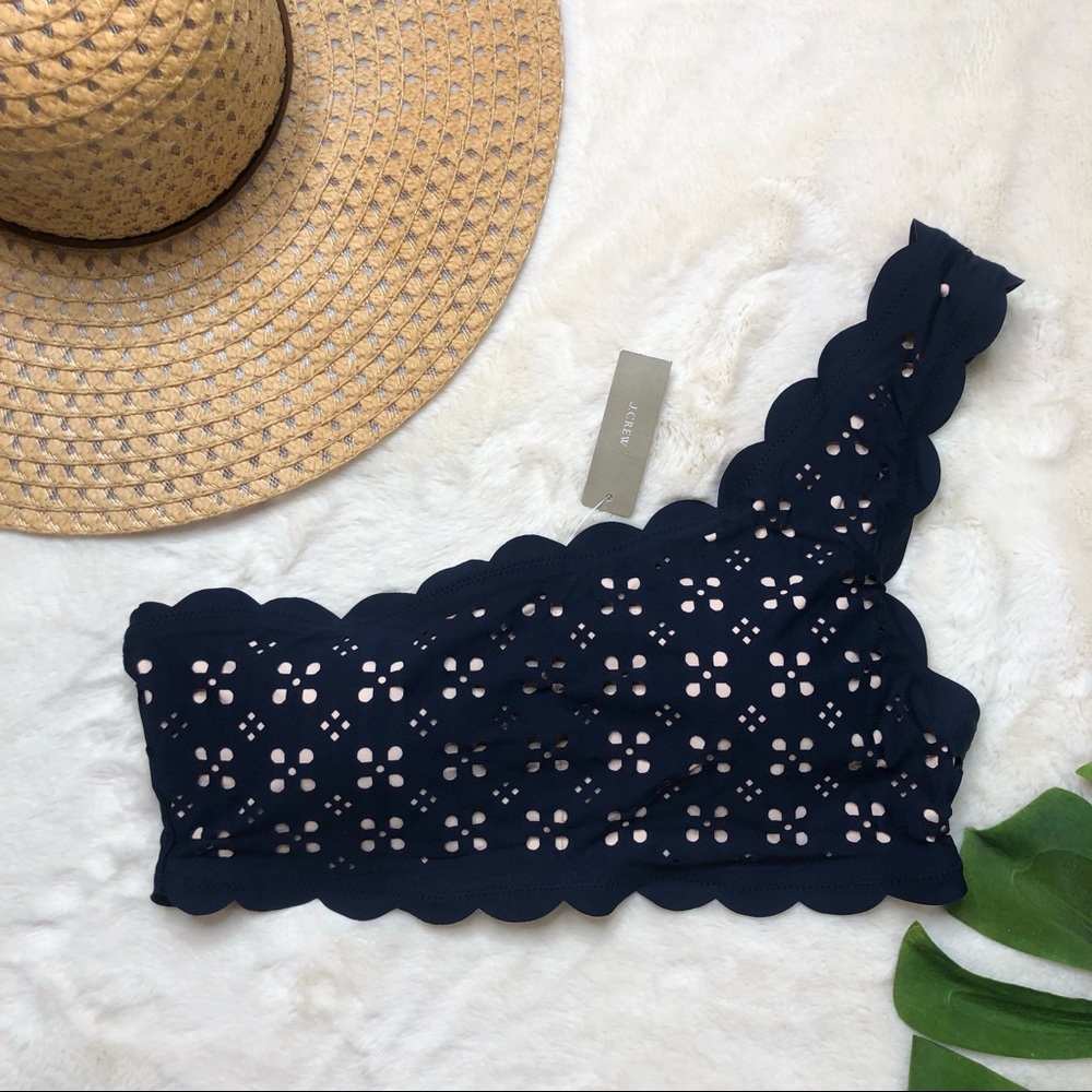 J. Crew One Shoulder Laser Cut Bikini Top